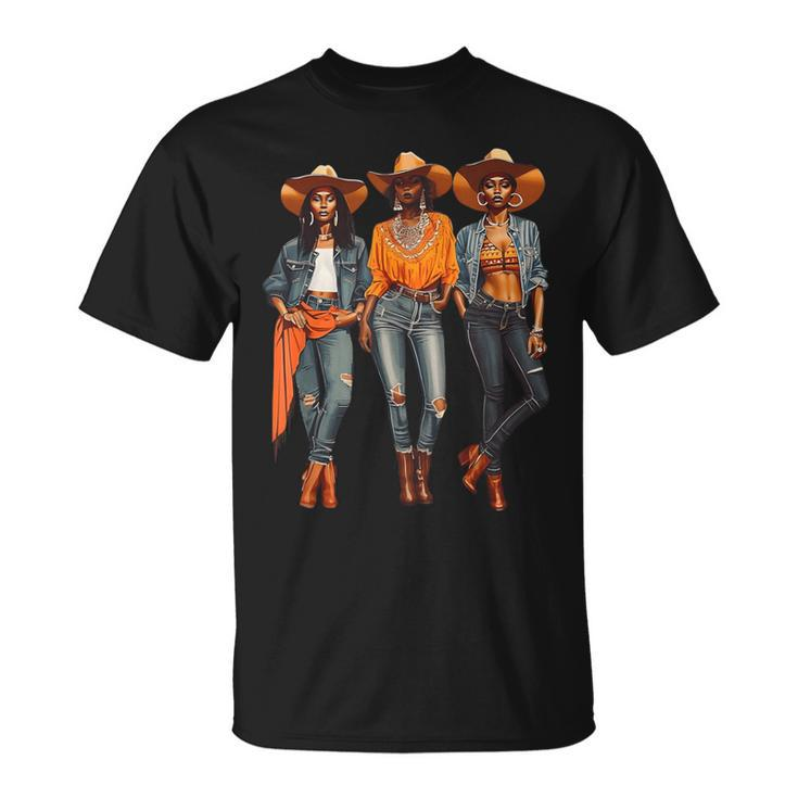 Black Cowgirl Western Rodeo Melanin Black History Texas T-Shirt