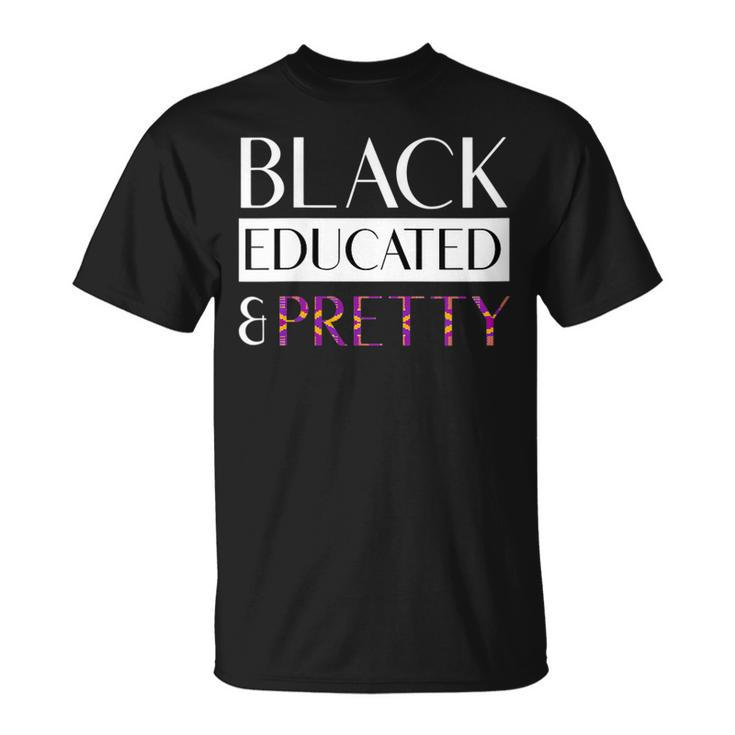 Black Educated And Pretty Kente Pattern West African Style T-Shirt