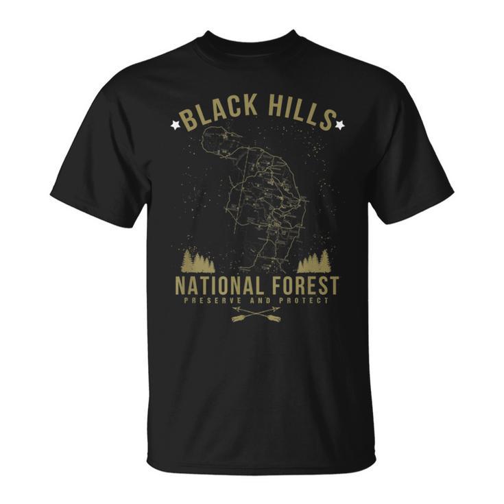 Black Hill National Forest South Dakota Hiking Map T-Shirt