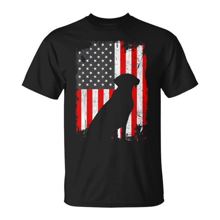 Black Lab Usa Flag Patriotic For Dog Owners T-Shirt