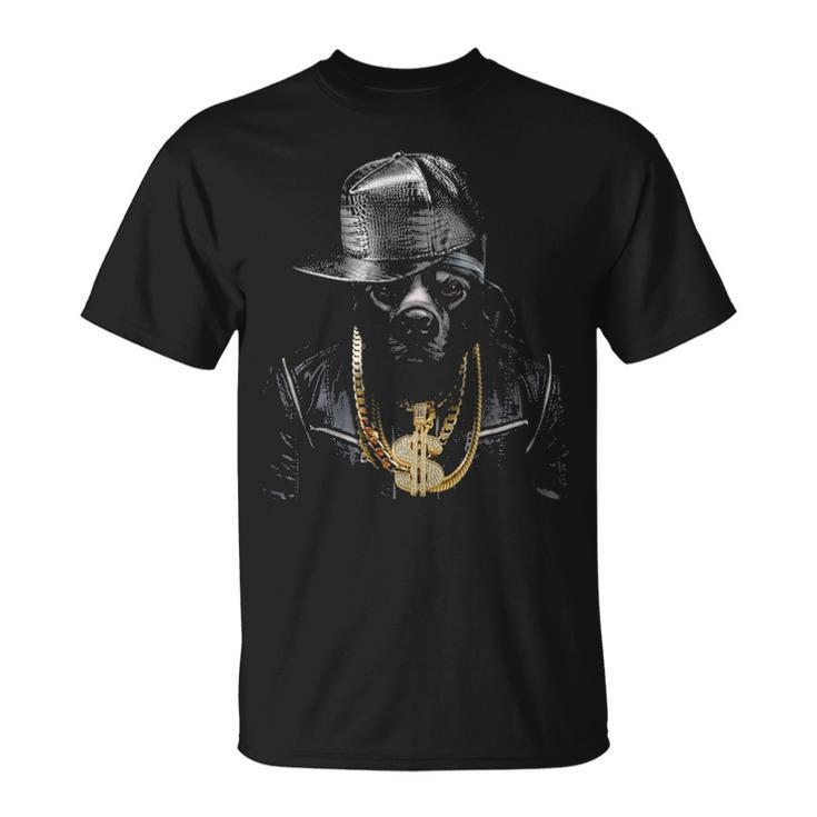 Black Pit Bull Rapper As Hip Hop Artist Dog T-Shirt