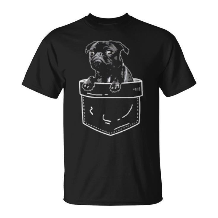 Black Pug In Pocket  Cute Dog Lover T-Shirt