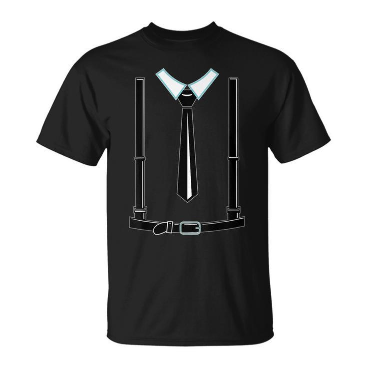 Black Suspenders Belt Tie Dressing Up Fake Wedding Marriage T-Shirt
