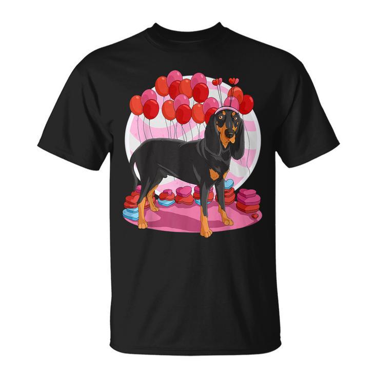 Black And Tan Coonhound Heart Valentine Day Decor T-Shirt