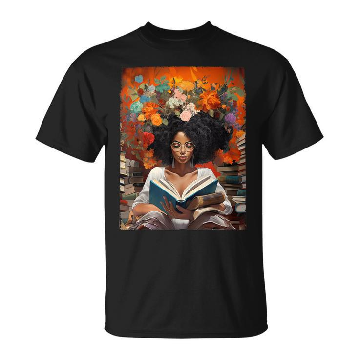 Black History Educated Reading Book Melanin Queen Afro Women T-Shirt