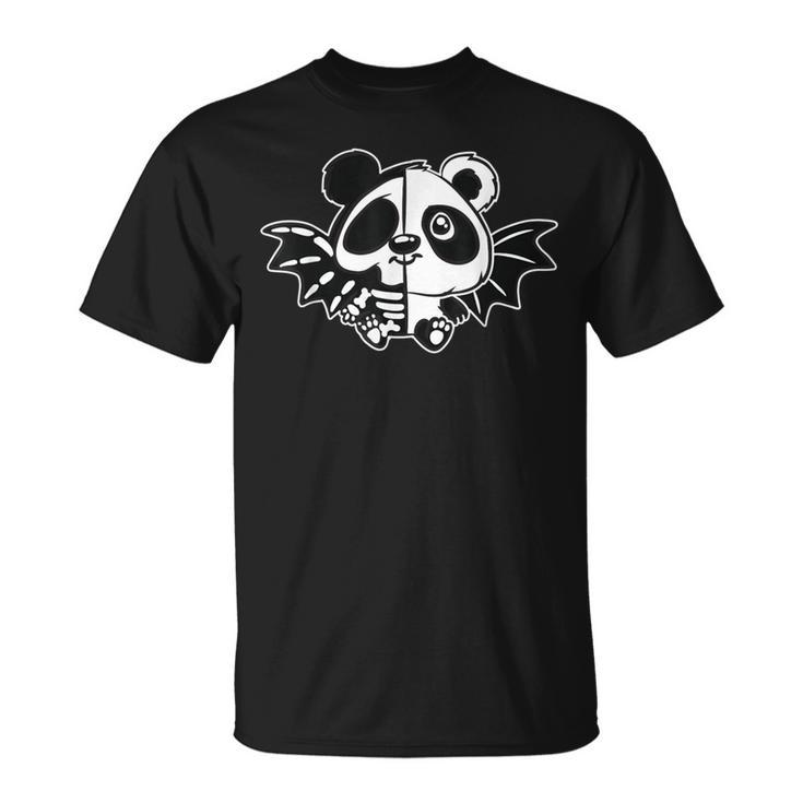 Black And White Nu Goth Vampire Panda J-Gothic New Wave T-Shirt