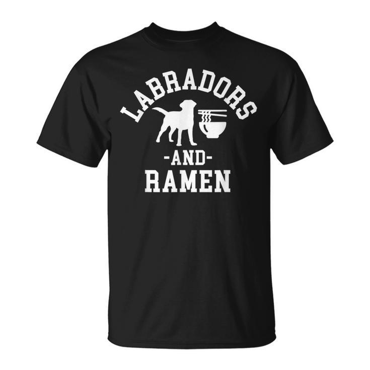 Black Yellow Chocolate Labs And Ramen Labrador Lab Mom Dad T-Shirt