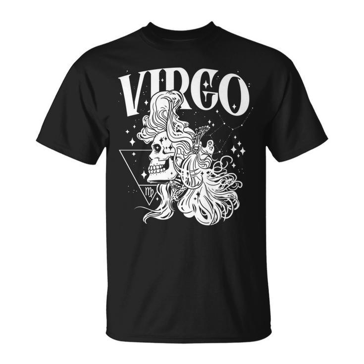 Blackcraft Zodiacsign Virgo Skull Nature Witch Constellation T-Shirt