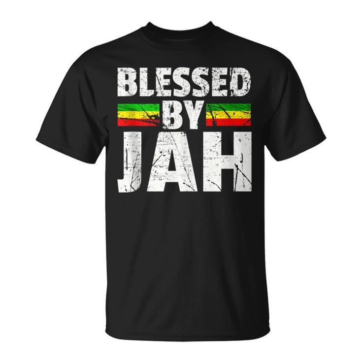 Blessed By Jah Rasta Reggae Graphic Jah Bless Print T-Shirt