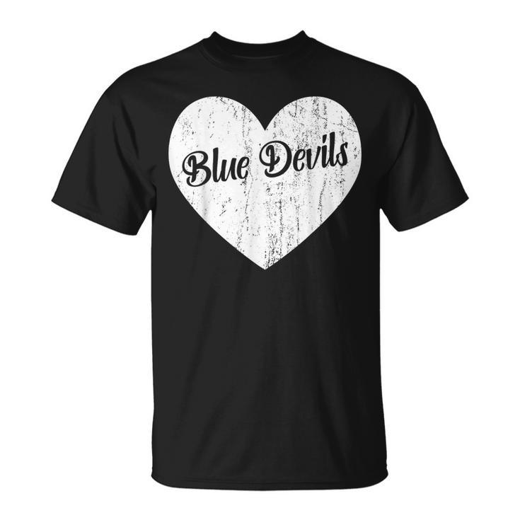 Blue Devils School Sports Fan Team Spirit Mascot Heart T-Shirt