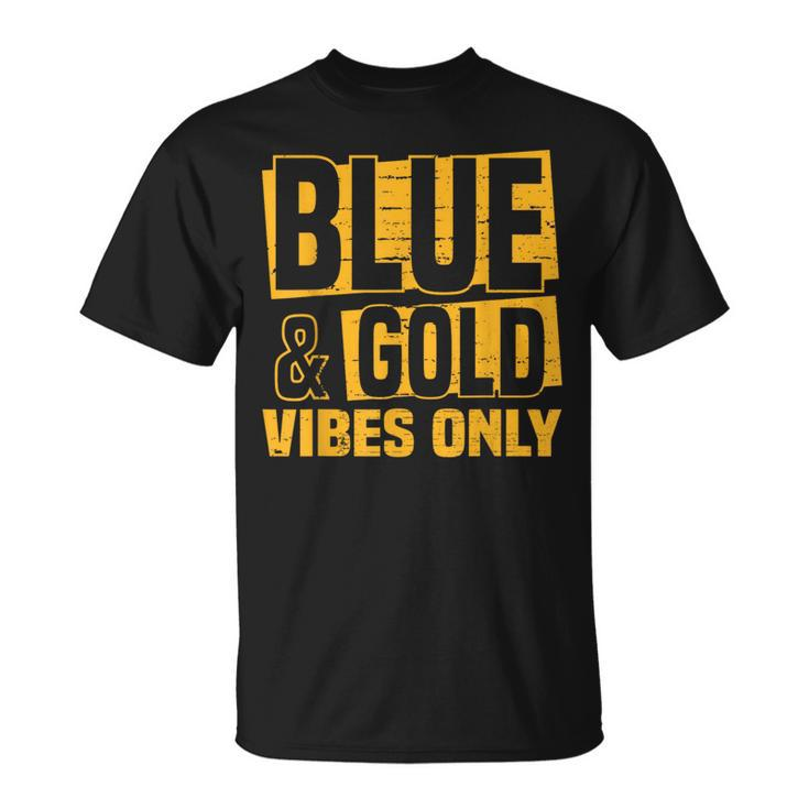 Blue And Gold Vibes Only School Tournament Team Cheerleaders T-Shirt