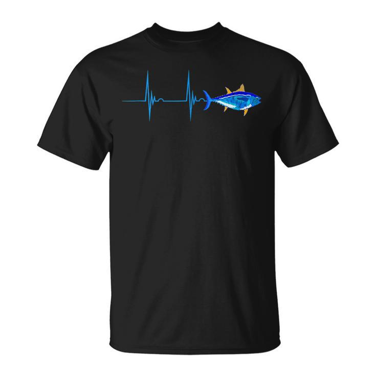 Bluefin Tuna Heartbeat Ekg Pulseline Fish Deep Sea Fishing T-Shirt