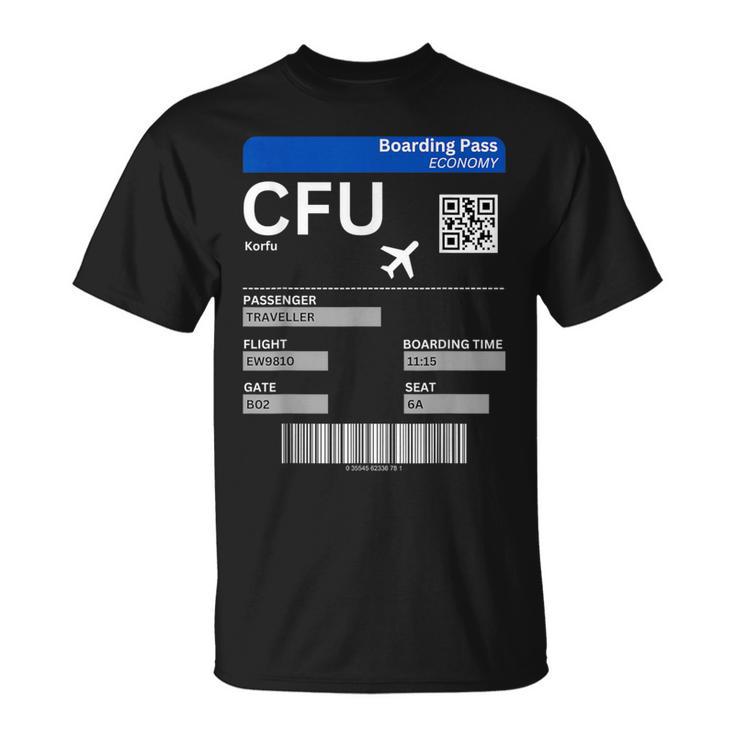 Boarding Pass Korfu Cfu Flugticket Griechenland Korfu T-Shirt