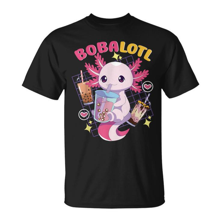 Boba Tea Bubble Tea Milk Tea Anime Axolotl Cute Kawaii T-Shirt