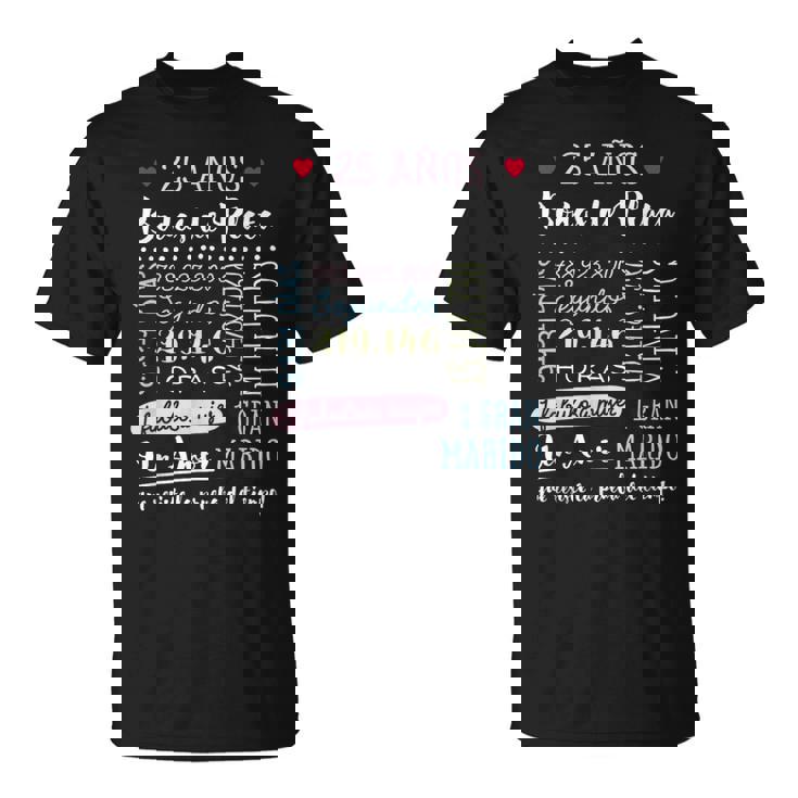 Bodas De Plata 25 Años Aniversario De Boda Regalo Camiseta unisex