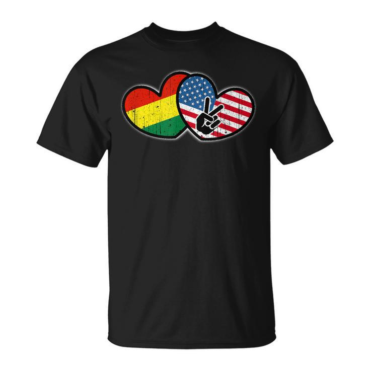 Bolivian American Heart And National Flags T-Shirt