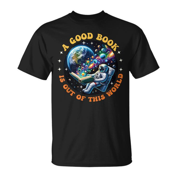 Book Space Astronaut Book Lover Reader Moon Space Bookworm T-Shirt