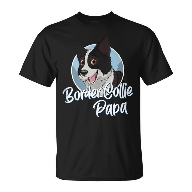 Border Collie Papa Mit Comic Zeichnung Herren T-Shirt