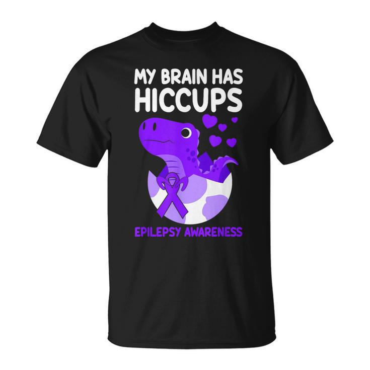 My Brain Has Hiccups Purple Ribbon Epilepsy Awareness T-Shirt