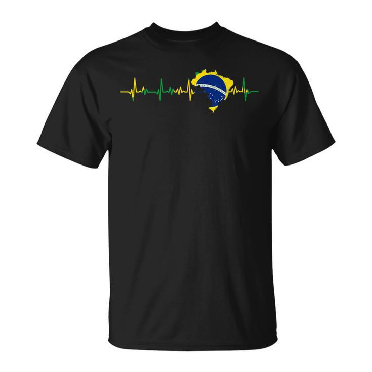 Brazil Flag Heartbeat T-Shirt