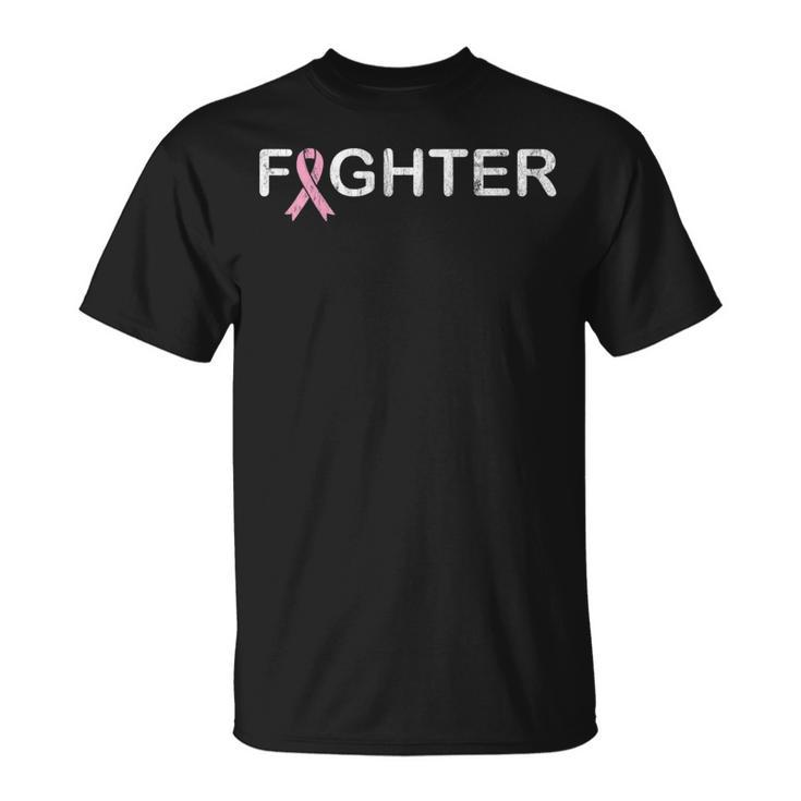 Breast Cancer Fighter World Cancer Day Pink Ribbon T-Shirt