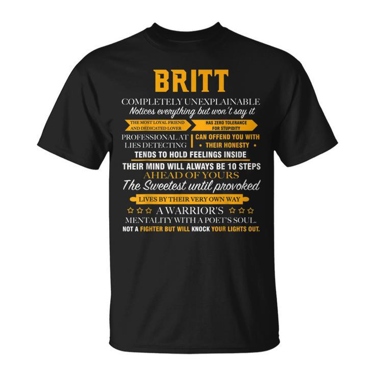 Britt Completely Unexplainable Name Father's Day 7 T-Shirt