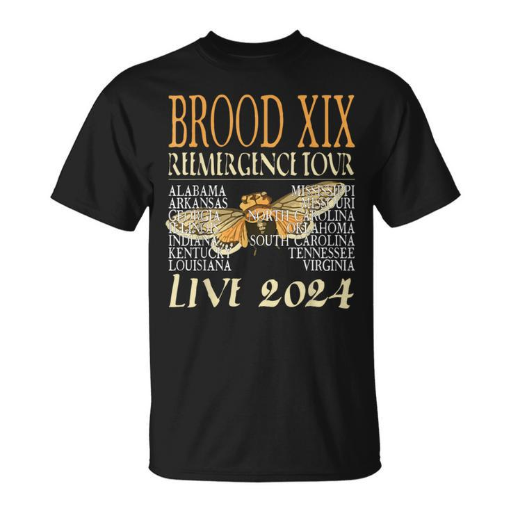Brood Xix Reemergence Tour 2024 Periodical Cicada Concert T-Shirt