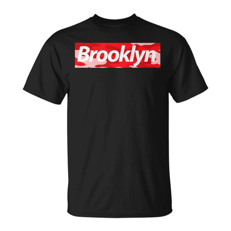 Brooklyn New York Red Camo Box Parody T-Shirt