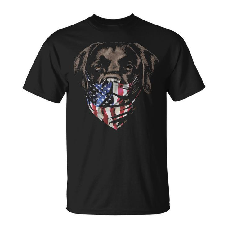 Brown Labrador In Patriotic Usa America Bandana Dog T-Shirt
