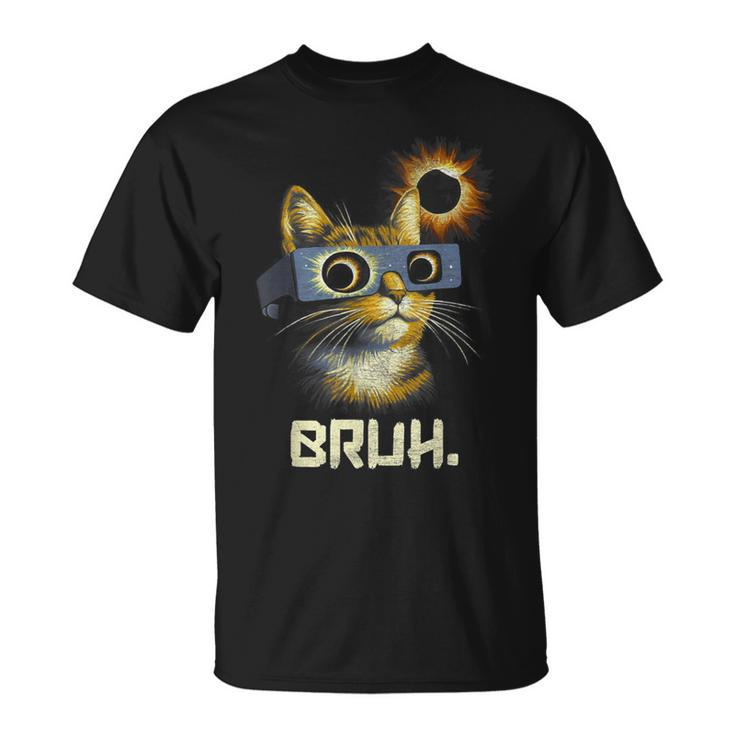 Bruh Total Solar Eclipse Cat Wearing Solar Eclipse Glasses T-Shirt