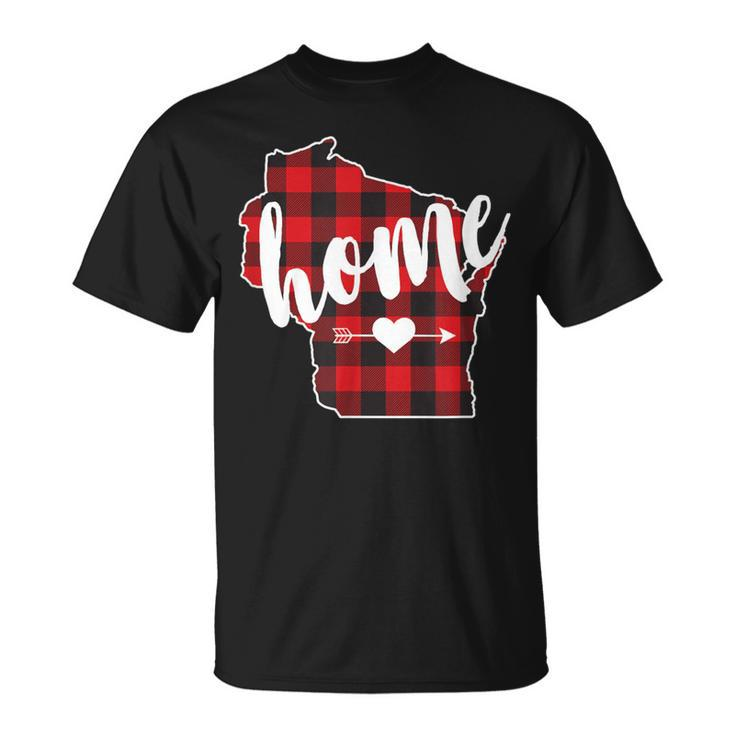 Buffalo Plaid Wisconsin Home State Lumberjack Souvenir T-Shirt