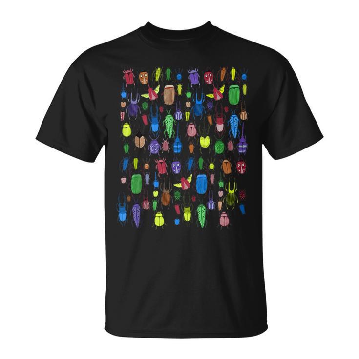 Bugs Adorable Graphic Crawling With Bugs Rainbow Colors T-Shirt