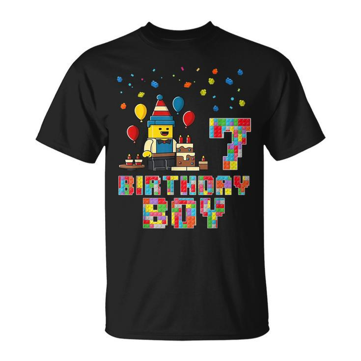 Building Bricks 7Th Birthday Boy Master Builder 7 Years Old T-Shirt