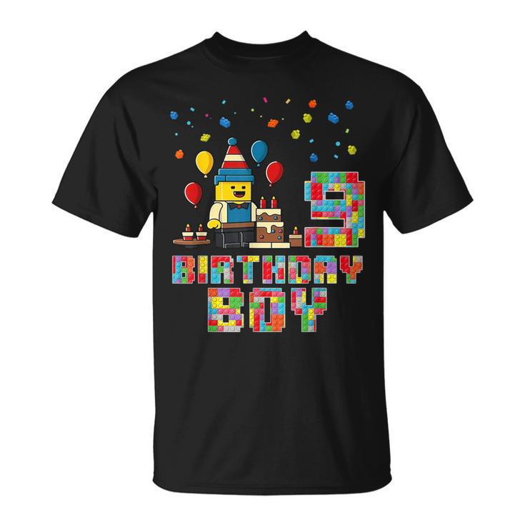 Building Bricks 9Th Birthday Boy Master Builder 9 Years Old T-Shirt