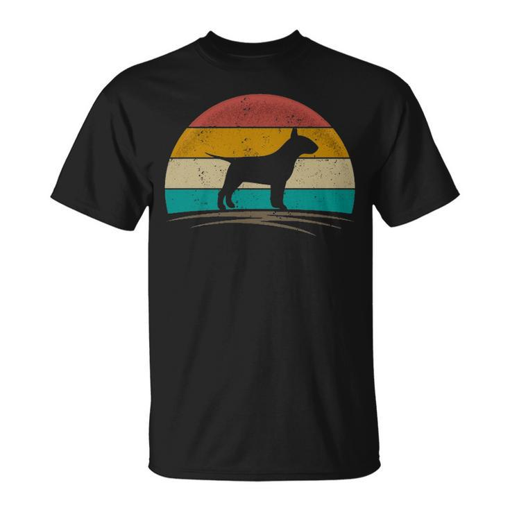 Bull Terrier Dog Retro Vintage 70S Silhouette T-Shirt