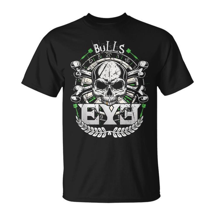 Bulls Eye & Skull Retro Dartboard 180 Dart T-Shirt