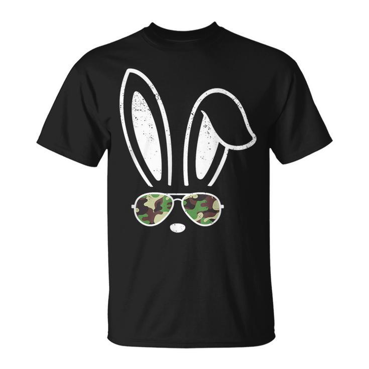 Bunny Ears Retro Sunglasses Easter Camo Camouflage T-Shirt