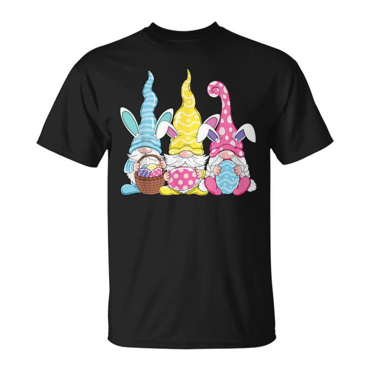 Bunny Rabbit Spring Gnome Easter Holding Egg Happy Easter T-Shirt