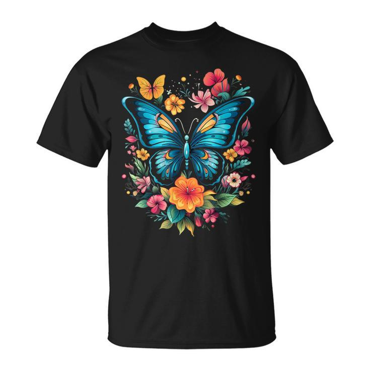 Butterfly With Flowers I Aesthetic Butterfly T-Shirt