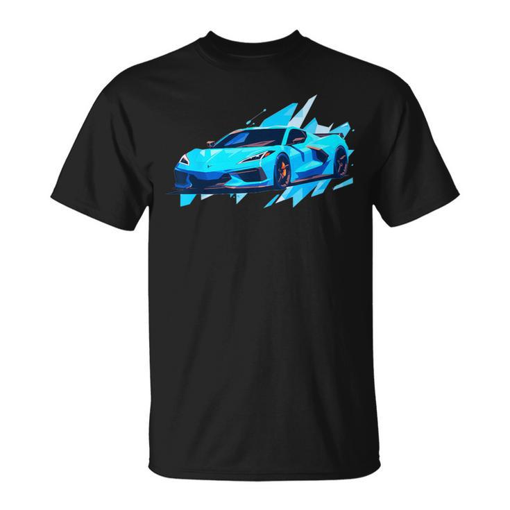 C8 Retro Rapid Blue Supercar Sports Car Vintage C8 T-Shirt