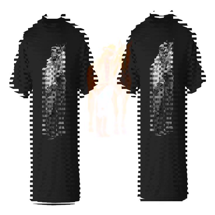 Caballo Chica Caballo Equitación Poni Acuarela Camiseta unisex