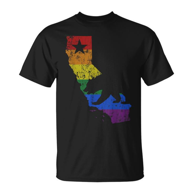 California Lgbtq Gay Lesbian Pride Rainbow Flag T-Shirt