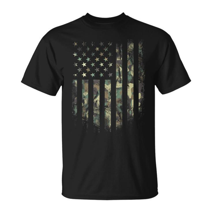 Camouflage American Flag Camo Hunting T-Shirt