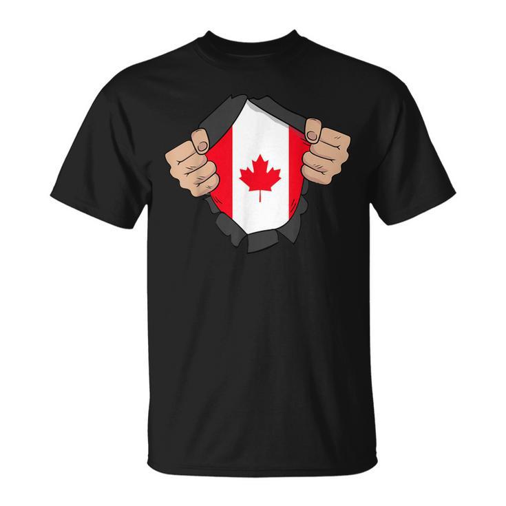 Canada National Flag With Ripped T-Shirt