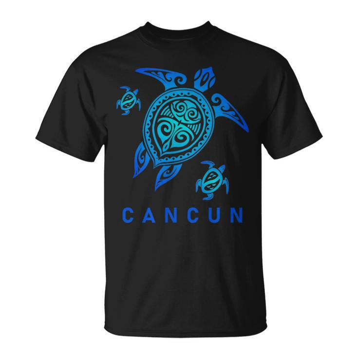 Cancun Mexico Sea Blue Tribal Turtle T-Shirt