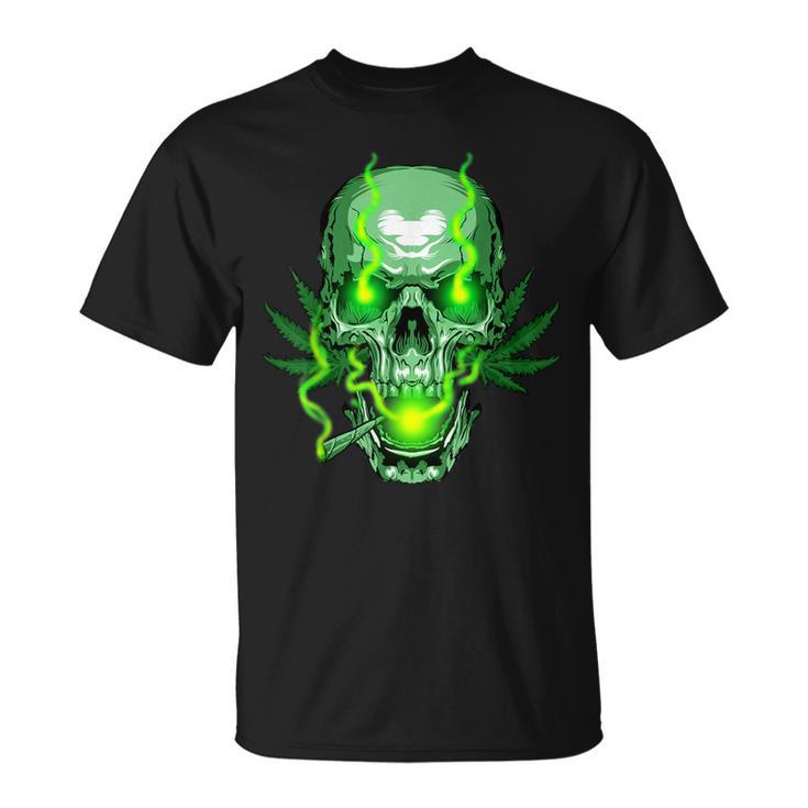 Cannabis Skull Skeleton Dead Head Death Cool Weed Idea T-Shirt