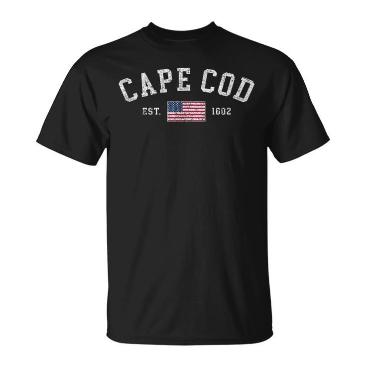 Cape Cod Massachusetts Us Flag Est 1602 Vacation Souvenir T-Shirt