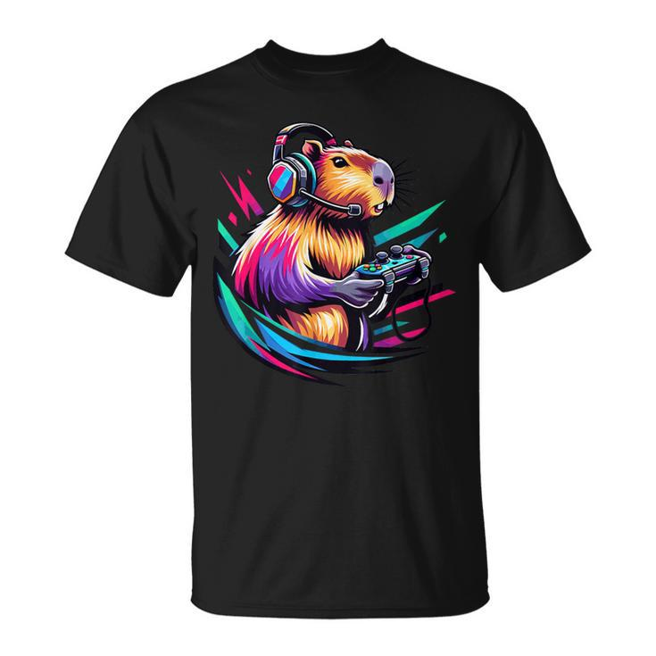 Capybara Capybara Rodent & Video Games Lover T-Shirt