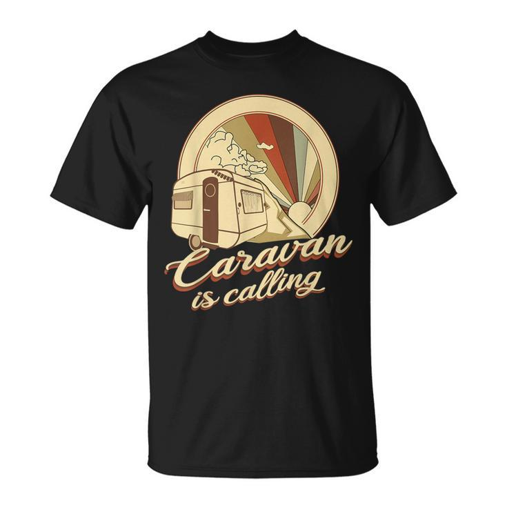 Caravan Is Calling I Love Caravanning Vintage Camping T-Shirt