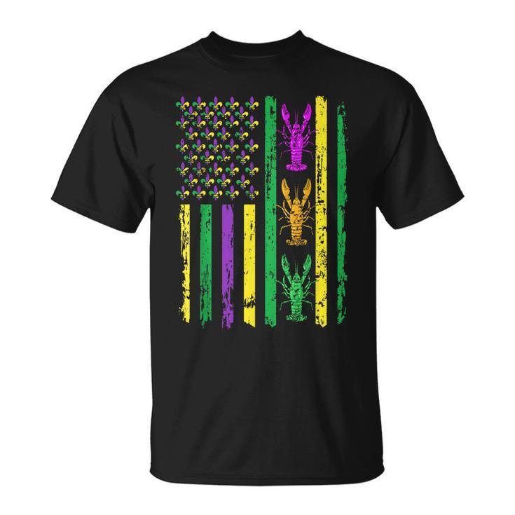 Carnival Mardi Gras Usa American Flag Crawfish Parade Outfit T-Shirt